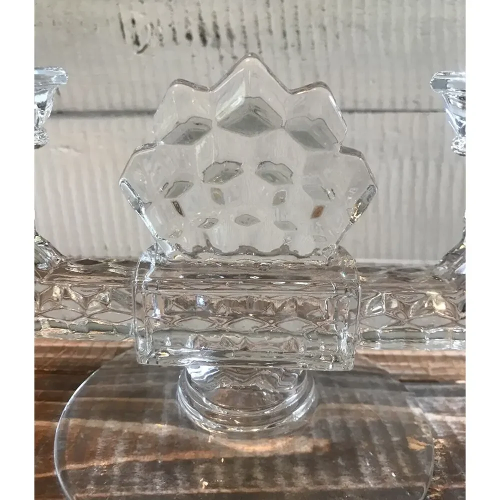 Set 2 Vintage Fostoria Elegant Glass Double Candlesticks Candle Holders 8.625